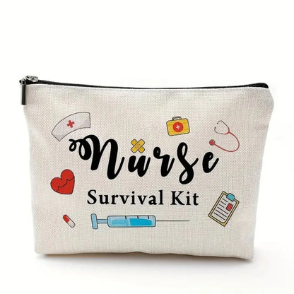 Basic Classic Style Letter Linen Square Makeup Bags