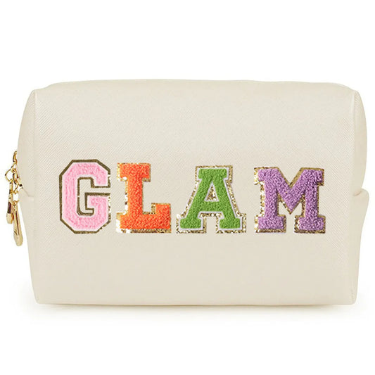 Basic Classic Style Letter Pu Leather Square Makeup Bags