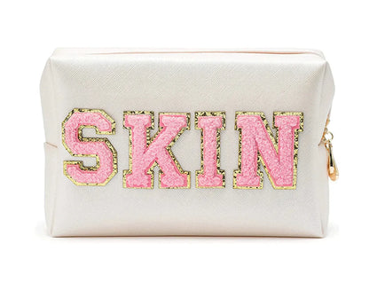 Basic Classic Style Letter Pu Leather Square Makeup Bags