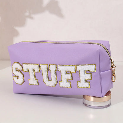 Basic Classic Style Letter Pu Leather Square Makeup Bags