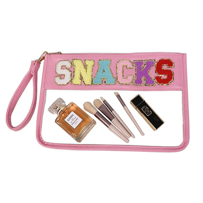 Basic Classic Style Letter PVC Square Makeup Bags