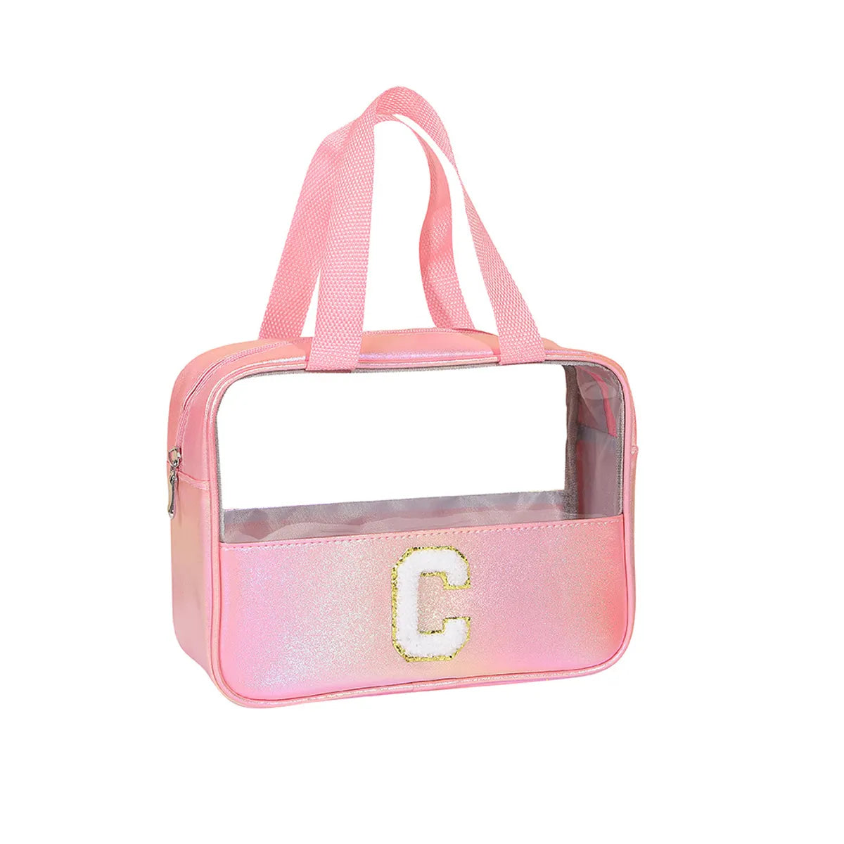 Basic Classic Style Letter Solid Color Pu Leather Square Makeup Bags