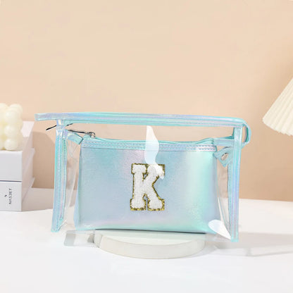 Basic Classic Style Letter Solid Color Pu Leather Square Makeup Bags