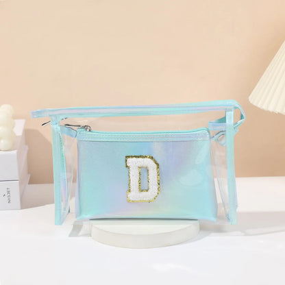 Basic Classic Style Letter Solid Color Pu Leather Square Makeup Bags