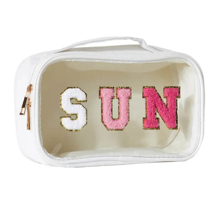 Basic Classic Style Letter Solid Color PVC Square Makeup Bags