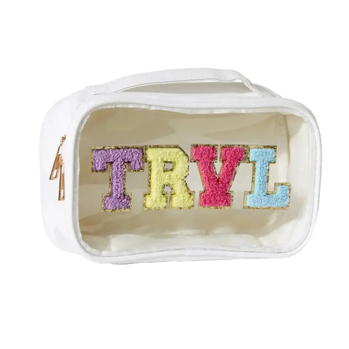 Basic Classic Style Letter Solid Color PVC Square Makeup Bags