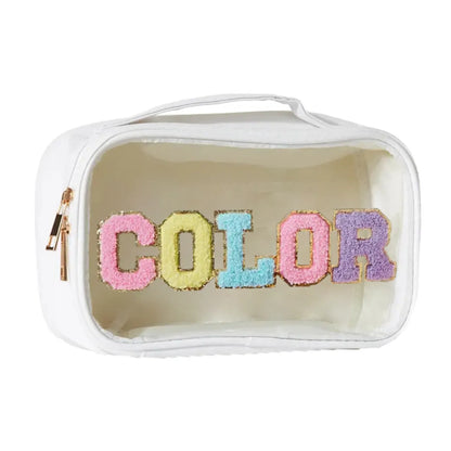 Basic Classic Style Letter Solid Color PVC Square Makeup Bags