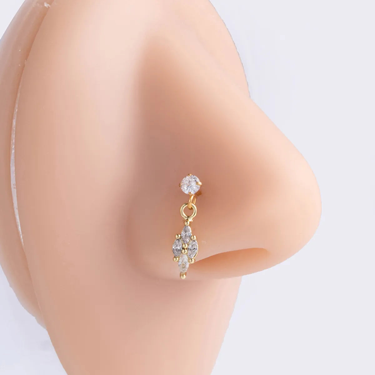 Basic Classic Style Moon Starfish Heart Shape Stainless Steel Plating Inlay Zircon 18k Gold Plated Nose Studs