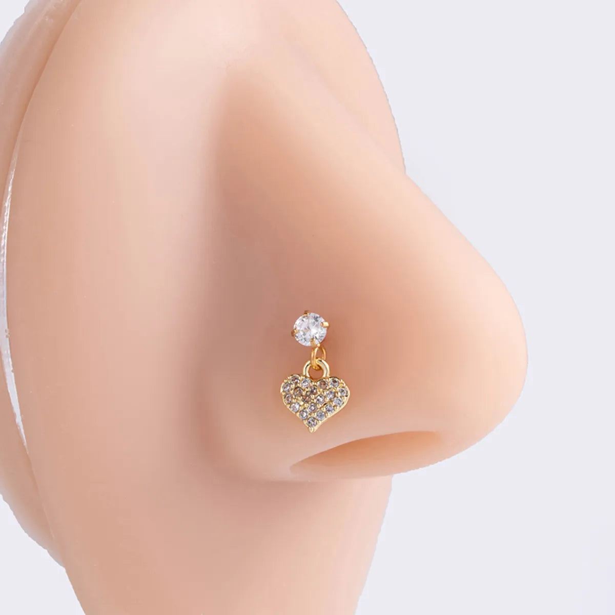 Basic Classic Style Moon Starfish Heart Shape Stainless Steel Plating Inlay Zircon 18k Gold Plated Nose Studs