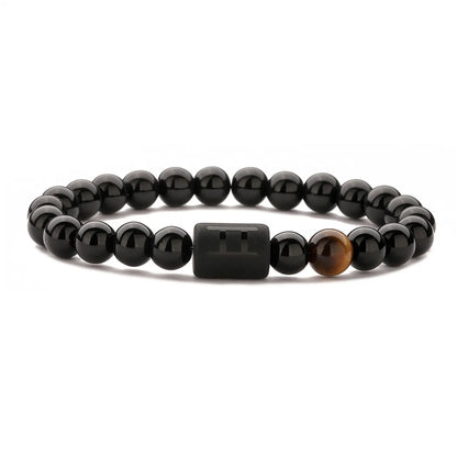 Basic Classic Style Round Natural Stone Agate Beaded Unisex Bracelets