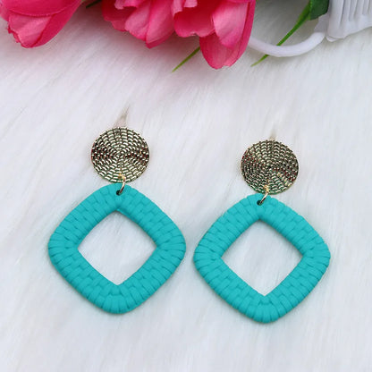 Basic Classic Style Round Square Arylic Spray Paint Women'S Drop Earrings