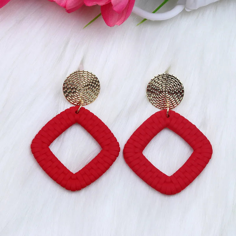 Basic Classic Style Round Square Arylic Spray Paint Women'S Drop Earrings