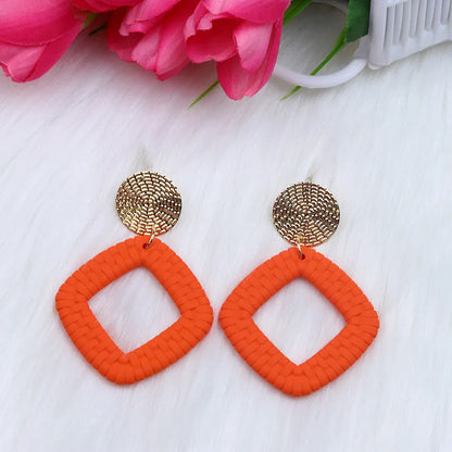 Basic Classic Style Round Square Arylic Spray Paint Women'S Drop Earrings