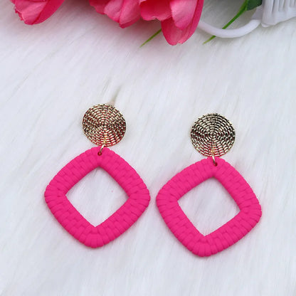 Basic Classic Style Round Square Arylic Spray Paint Women'S Drop Earrings