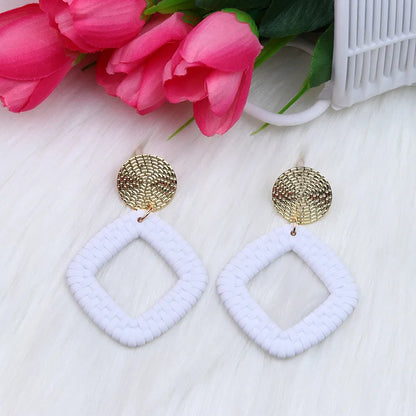 Basic Classic Style Round Square Arylic Spray Paint Women'S Drop Earrings