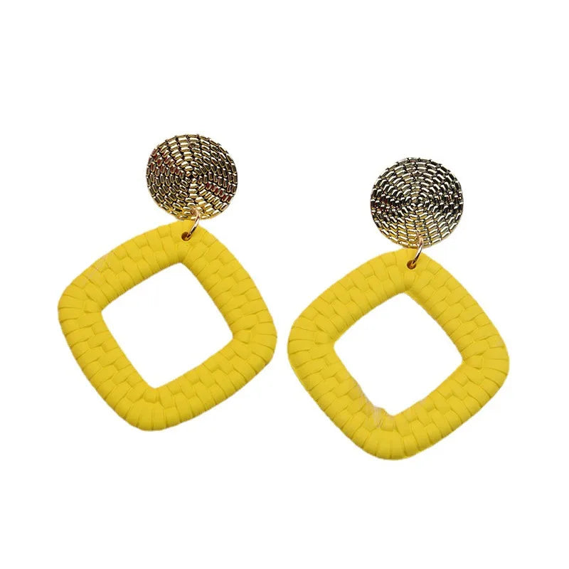 Basic Classic Style Round Square Arylic Spray Paint Women'S Drop Earrings