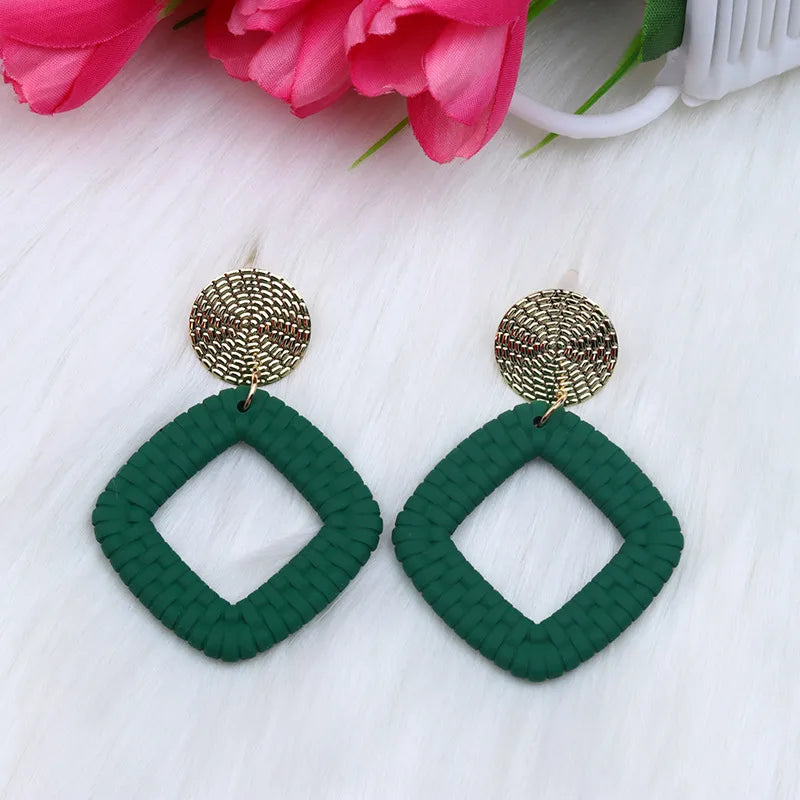 Basic Classic Style Round Square Arylic Spray Paint Women'S Drop Earrings