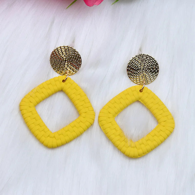 Basic Classic Style Round Square Arylic Spray Paint Women'S Drop Earrings