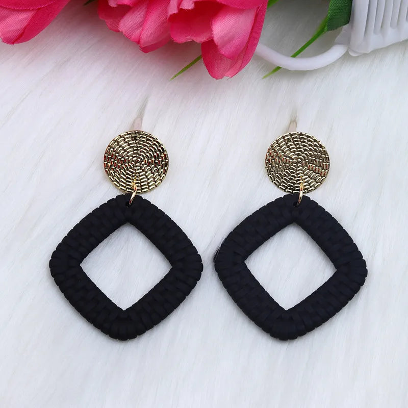 Basic Classic Style Round Square Arylic Spray Paint Women'S Drop Earrings