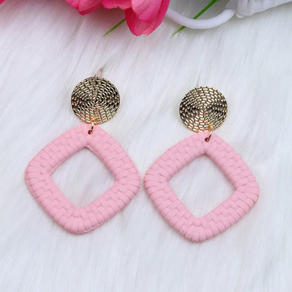 Basic Classic Style Round Square Arylic Spray Paint Women'S Drop Earrings