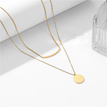 Basic Classic Style Round Titanium Steel Layered Necklaces