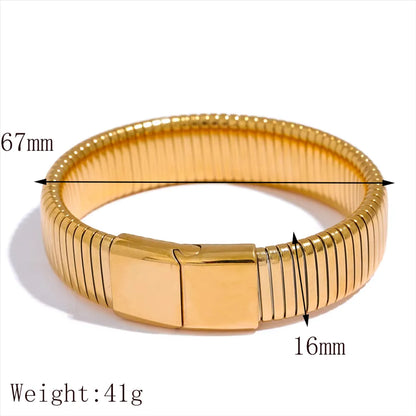 Basic Classic Style Solid Color 304 Stainless Steel 18K Gold Plated Bangle In Bulk