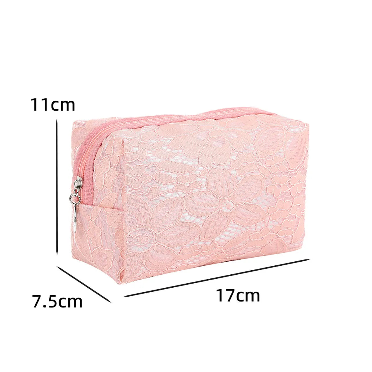 Basic Classic Style Solid Color Flower Polyester Lace Square Makeup Bags