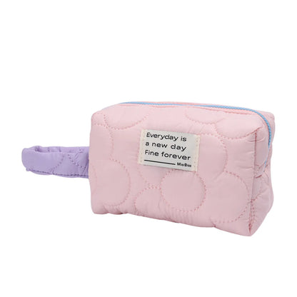 Basic Classic Style Solid Color Polyester Square Makeup Bags