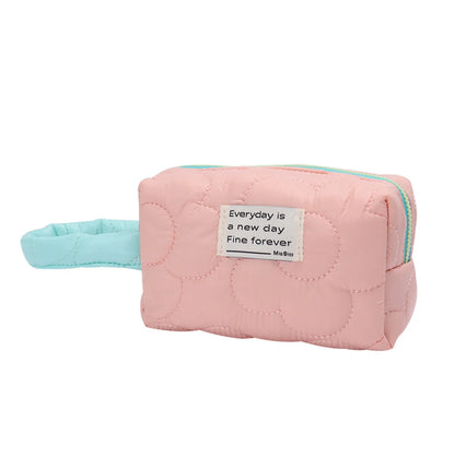 Basic Classic Style Solid Color Polyester Square Makeup Bags