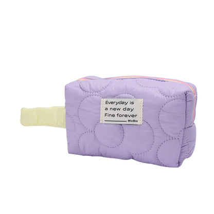 Basic Classic Style Solid Color Polyester Square Makeup Bags