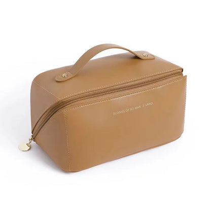 Basic Classic Style Solid Color Pu Leather Square Makeup Bags