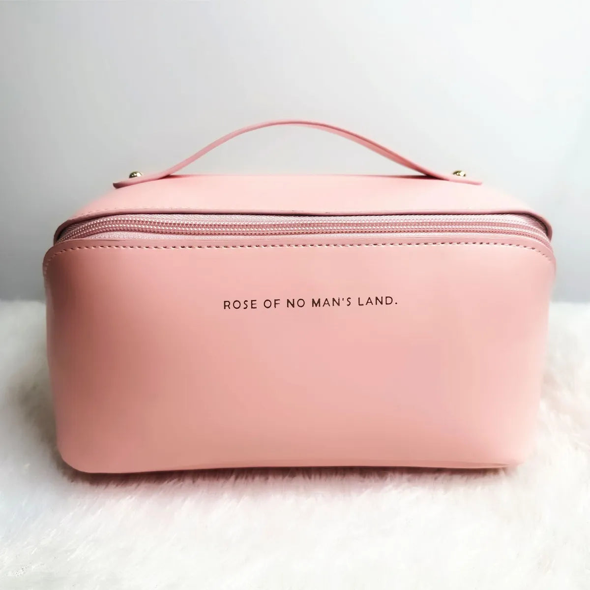 Basic Classic Style Solid Color Pu Leather Square Makeup Bags