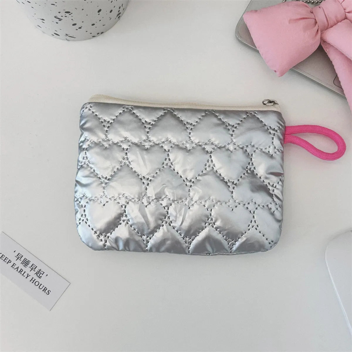 Basic Classic Style Solid Color Pu Leather Square Makeup Bags