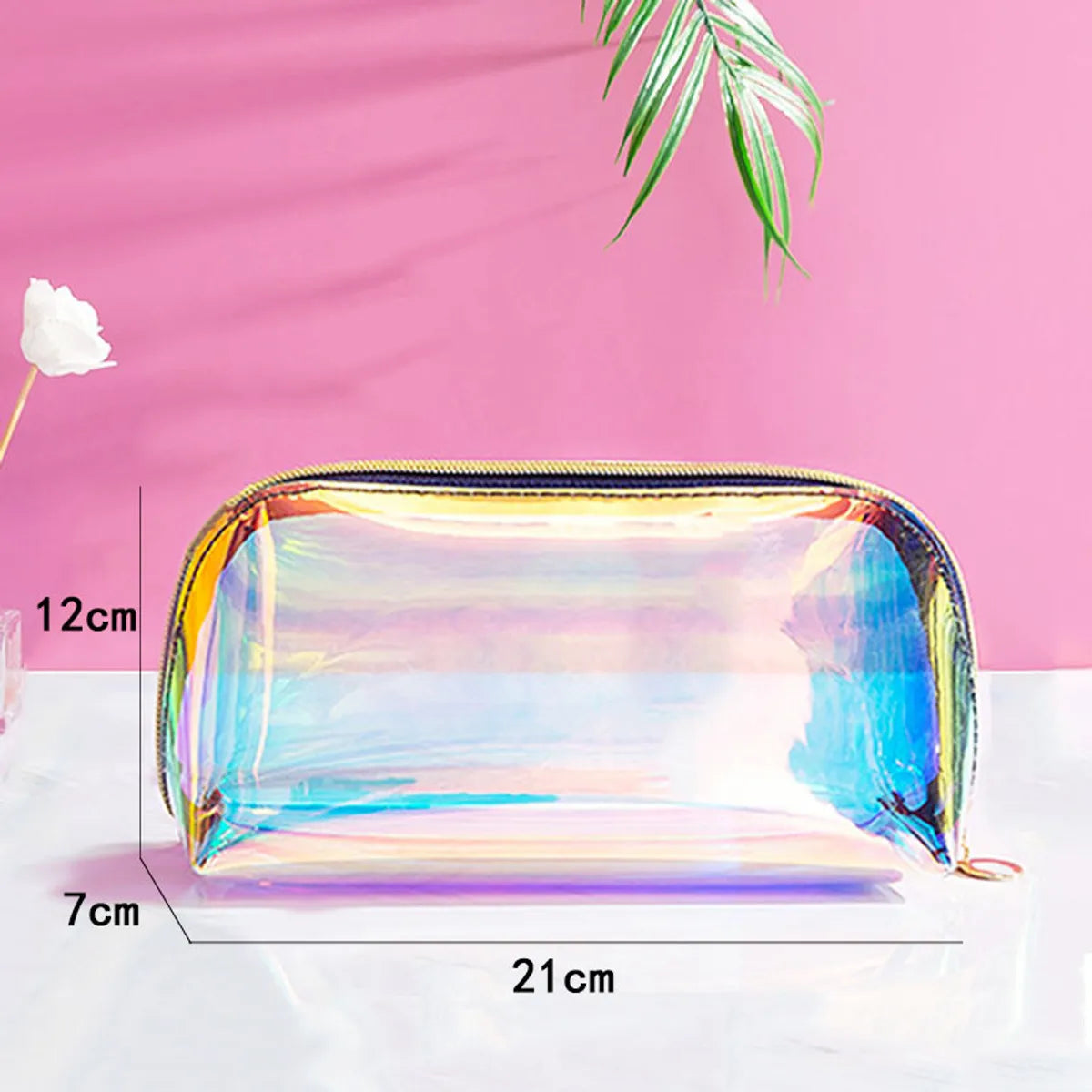 Basic Classic Style Solid Color PVC Square Makeup Bags