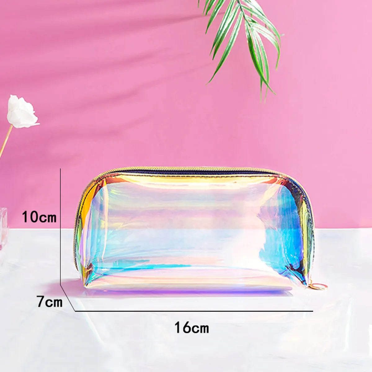 Basic Classic Style Solid Color PVC Square Makeup Bags