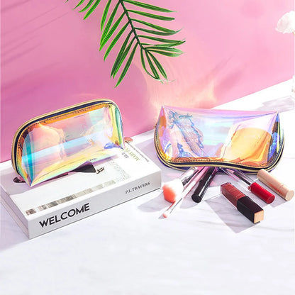 Basic Classic Style Solid Color PVC Square Makeup Bags