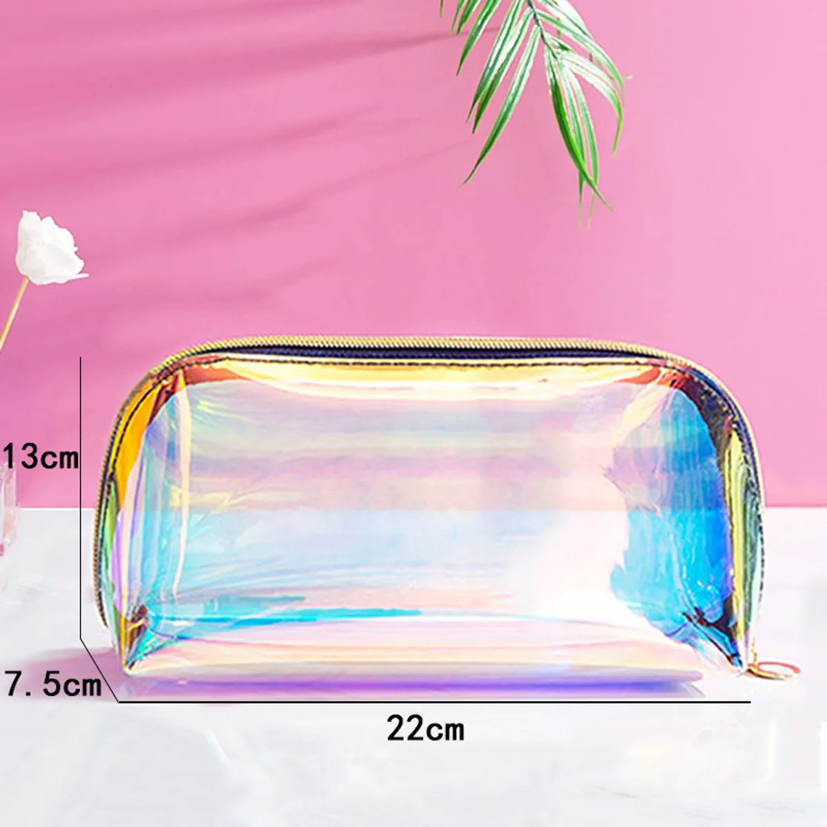 Basic Classic Style Solid Color PVC Square Makeup Bags