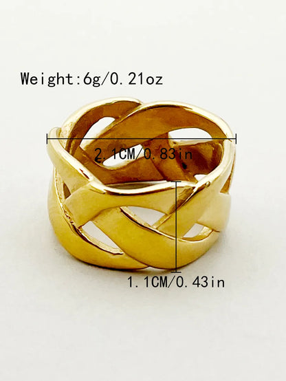 304 Stainless Steel 14K Gold Plated Basic Classic Style Plating Hollow Out Twist Rings