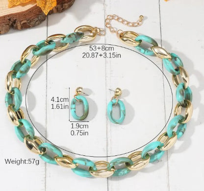 Basic Color Block Plastic Resin Plating Gold Plated Women's Jewelry Set