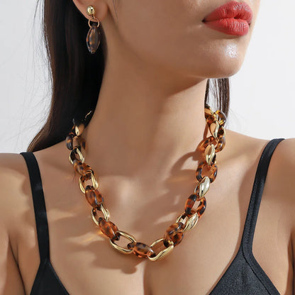 Basic Color Block Plastic Resin Plating Gold Plated Women's Jewelry Set