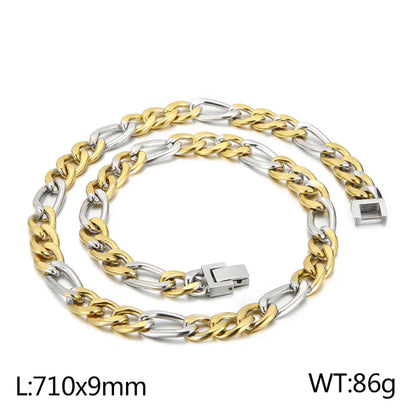 Basic Color Block Titanium Steel 18K Gold Plated Men'S Bracelets Necklace