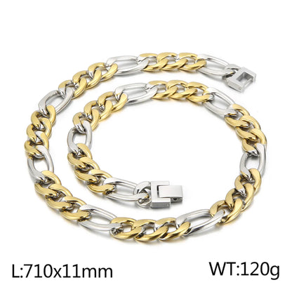 Basic Color Block Titanium Steel 18K Gold Plated Men'S Bracelets Necklace