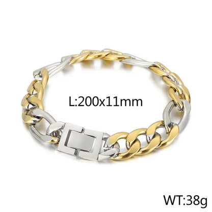 Basic Color Block Titanium Steel 18K Gold Plated Men'S Bracelets Necklace