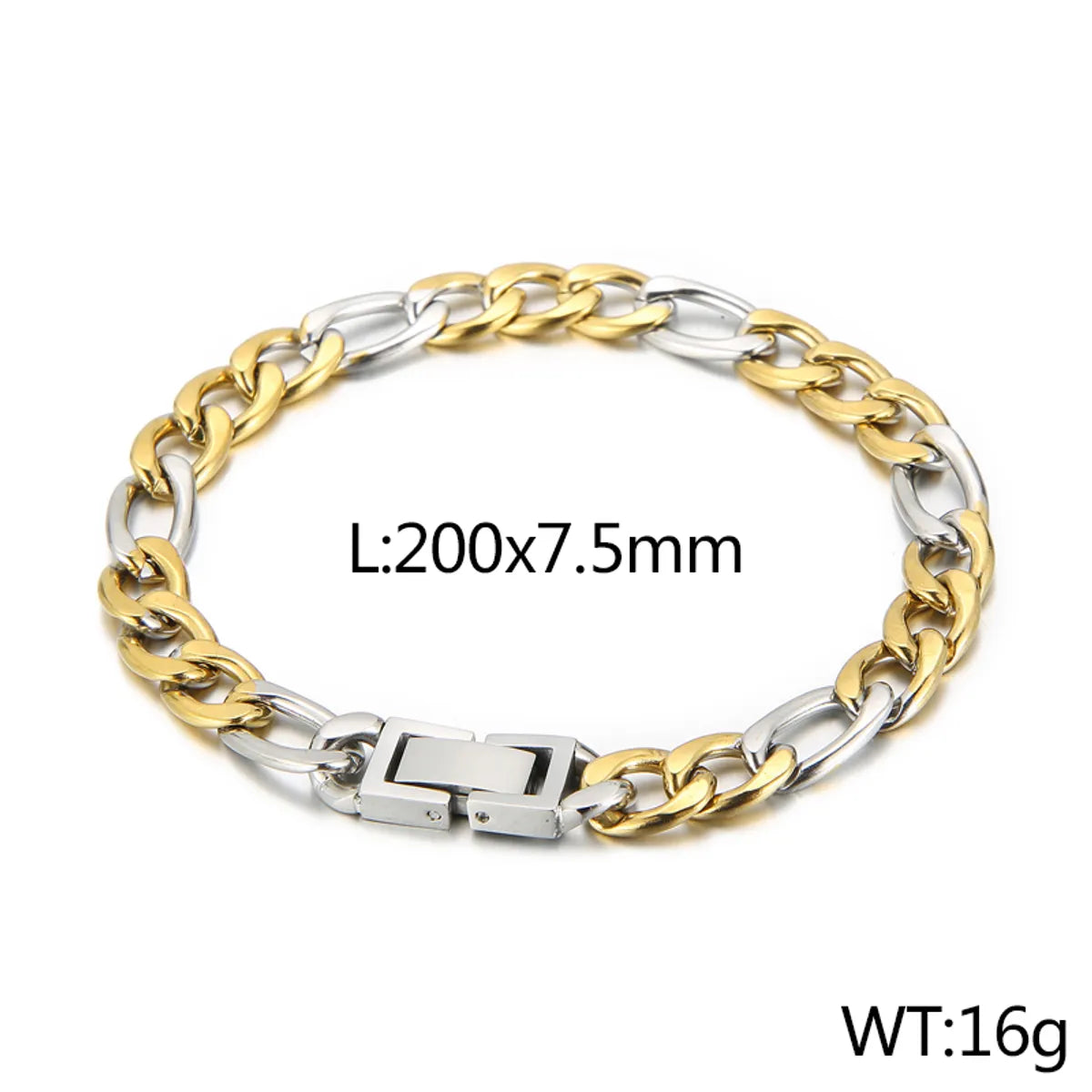 Basic Color Block Titanium Steel 18K Gold Plated Men'S Bracelets Necklace