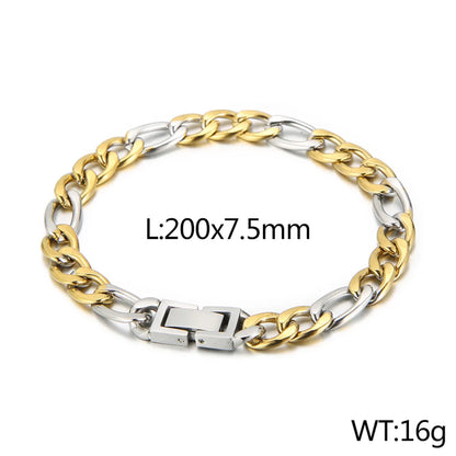 Basic Color Block Titanium Steel 18K Gold Plated Men'S Bracelets Necklace