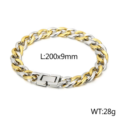 Basic Color Block Titanium Steel 18K Gold Plated Men'S Bracelets Necklace