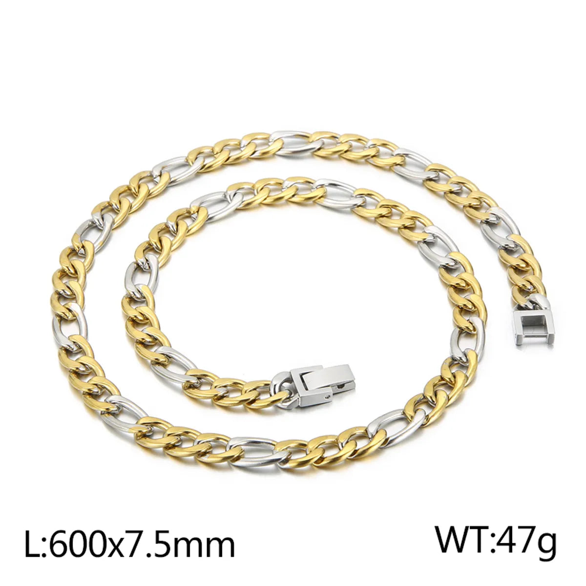 Basic Color Block Titanium Steel 18K Gold Plated Men'S Bracelets Necklace