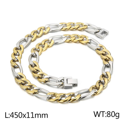 Basic Color Block Titanium Steel 18K Gold Plated Men'S Bracelets Necklace