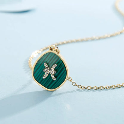 Basic Constellation Stainless Steel Inlay Malachite Pendant Necklace