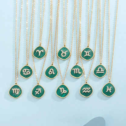 Basic Constellation Stainless Steel Inlay Malachite Pendant Necklace